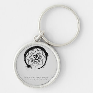 Zen Quote: Wisdom and Meditation Tote Bag Rund Silverfärgad Nyckelring