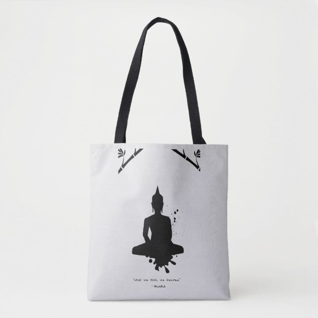 Zen Quote: Wisdom and Meditation Tote Bag Tygkasse (Framsida)