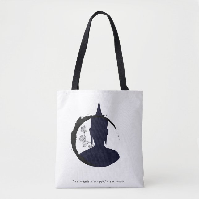 Zen Quote: Wisdom and Meditation Tote Bag Tygkasse (Framsida)