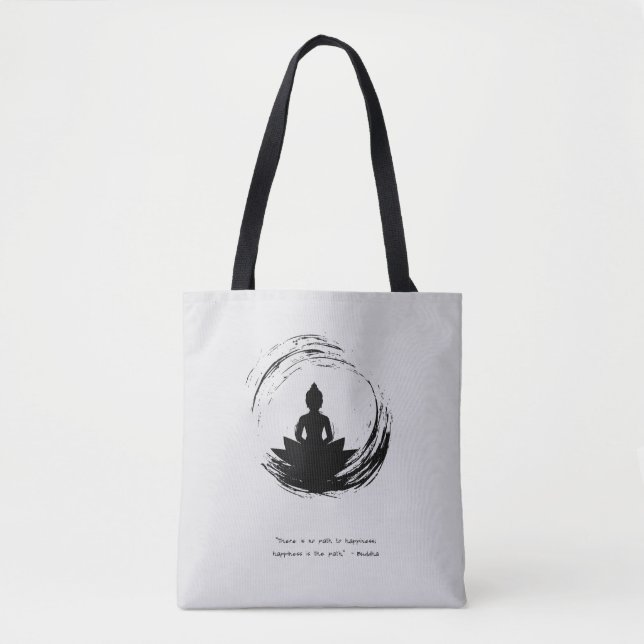 Zen Quote: Wisdom and Meditation Tote Bag Tygkasse (Framsida)