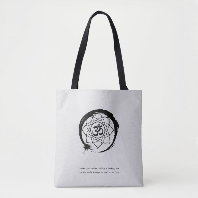 Zen Quote: Wisdom and Meditation Tote Bag Tygkasse (Framsida)