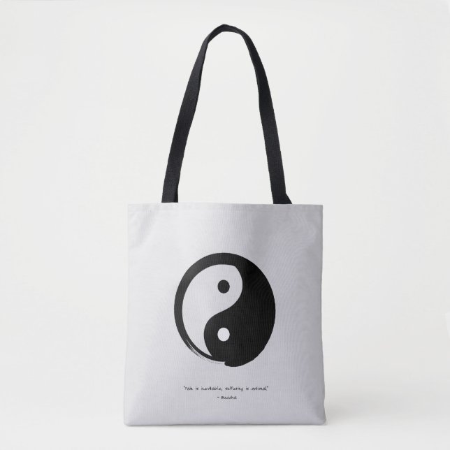 Zen Quote: Wisdom and Meditation Tote Bag Tygkasse (Framsida)