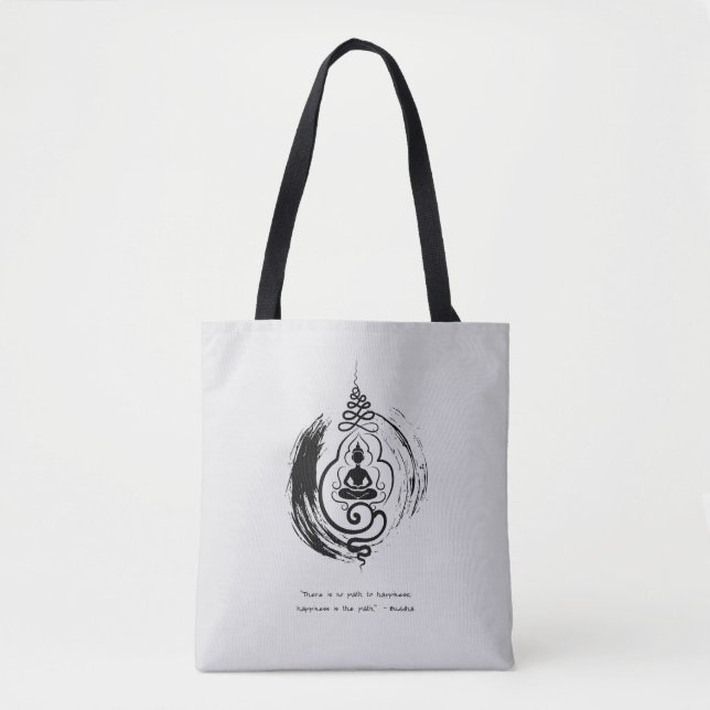 Zen Quote: Wisdom and Meditation Tote Bag Tygkasse (Framsida)