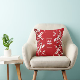 Zen Red Bamboo Löv Dubblan Modern Chic Happity Kudde