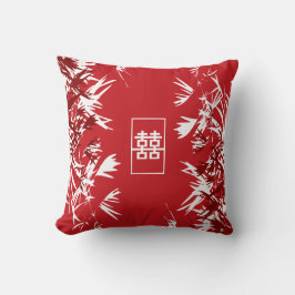 Zen Red Bamboo Löv Dubblan Modern Chic Happity Kudde
