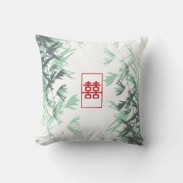Zen Red Mint Bamboo Lämnar Modern Dubbla Happity Kudde