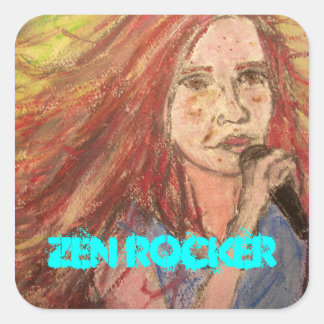 Zen Rocker Girl Fyrkantigt Klistermärke