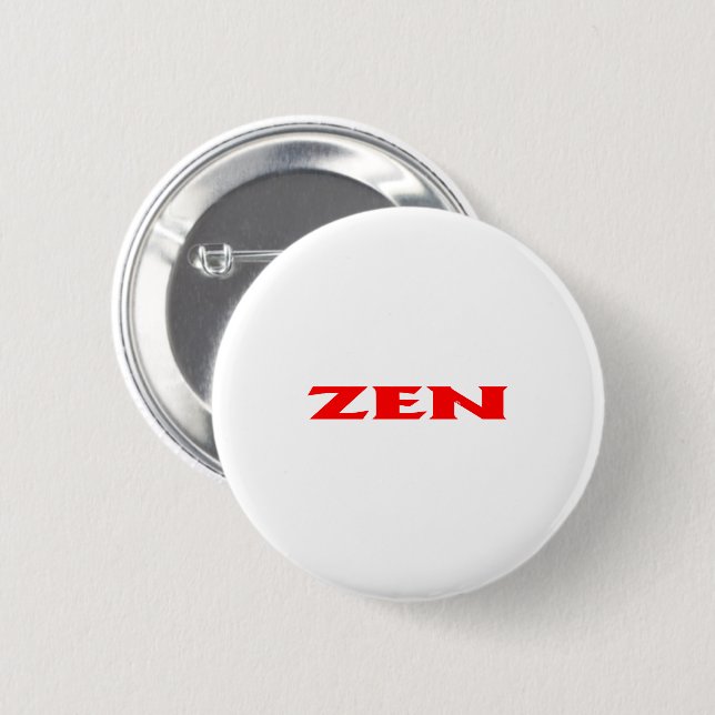 Zen röd vit, rund standardknapp knapp (Framsida & baksida)