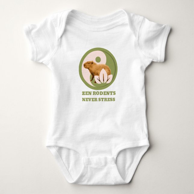 Zen Rodents Stressar aldrig Capybara T Shirt (Framsida)