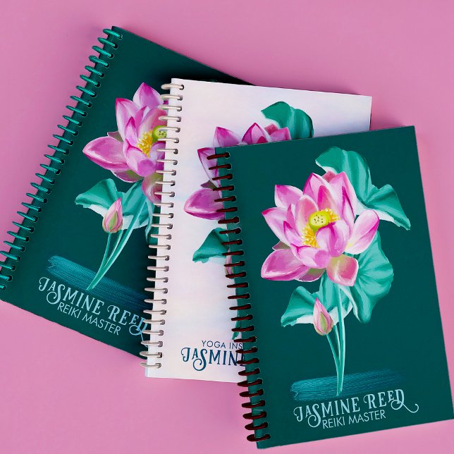 Zen Rosa Lotusblomma | Reiki Mästare och Helare Anteckningsbok (Reiki Master Gift Idea! Beautiful hand painted lotus flower notebook!)