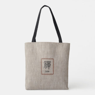 Zen rustik look faux burlap print minimalist tygkasse