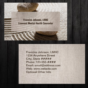 Zen Sand Labrynth och Stones med Faux Linen Visitkort