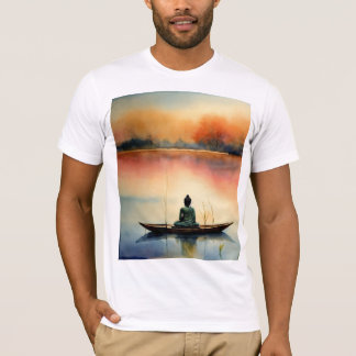 Zen Serenity: Delikat Buddha & Disciple Watercolo T Shirt