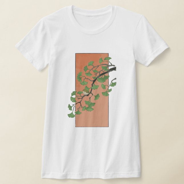 Zen Serenity: Minimalist Ginkgo Tree T Shirt (Laydown)