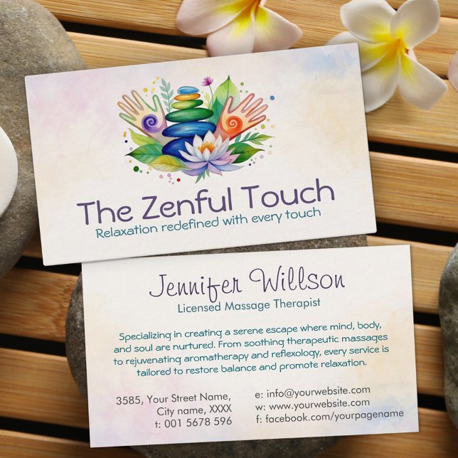Zen Serenity Spa Vattenfärgskonst Visitkort (Skapare uppladdad)