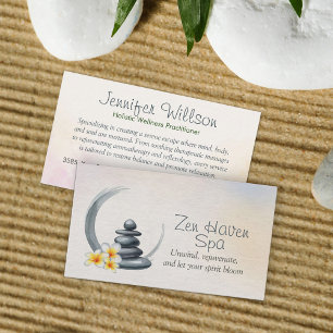 Zen Serenity Spa Watercolor Art Visitkort