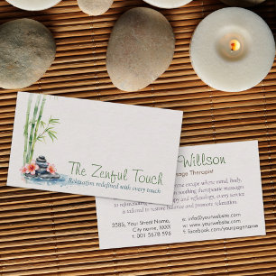 Zen Serenity Spa Watercolor Art Visitkort