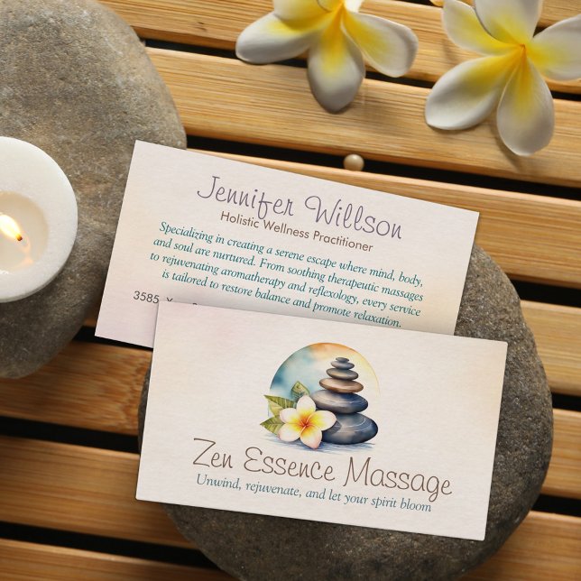 Zen Serenity Spa Watercolor Art Visitkort (Skapare uppladdad)