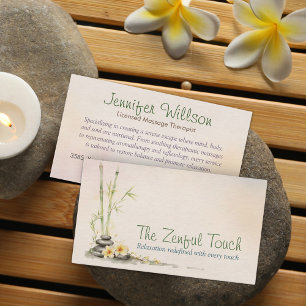 Zen Serenity Spa Watercolor Art Visitkort