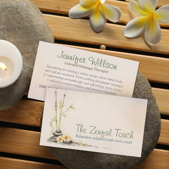 Zen Serenity Spa Watercolor Art Visitkort (Skapare uppladdad)