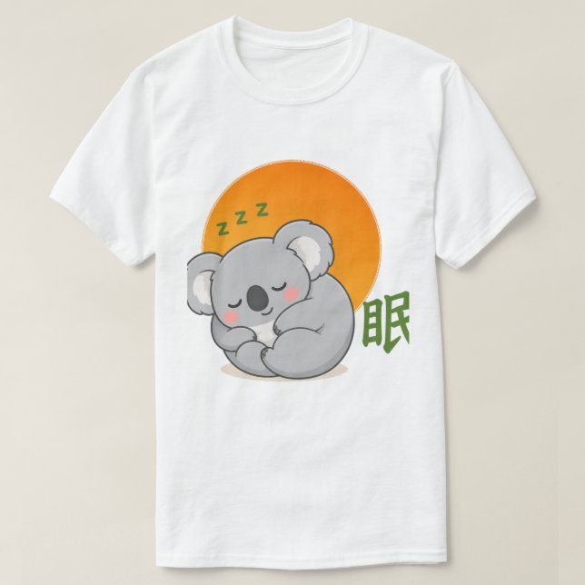 Zen Sövande Koala – Kawaii Koala Sover Japanska T Shirt (Design framsida)
