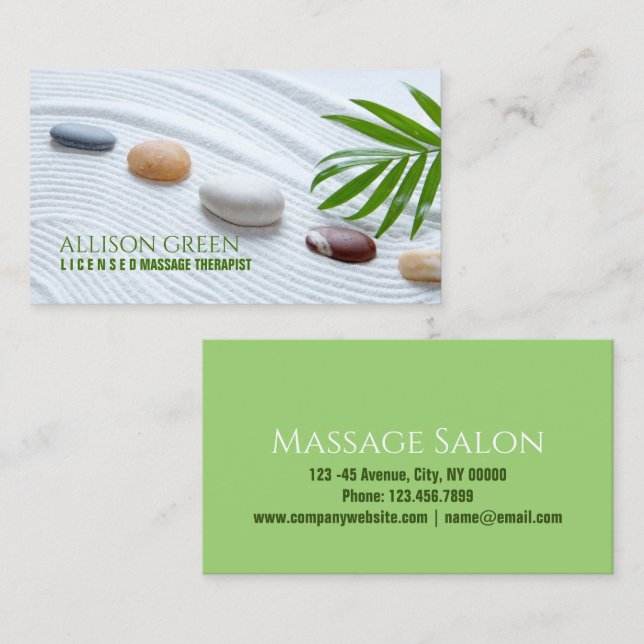 Zen SPA Salon Aromaterapi Massage Therapist Visitkort (Fram/baksida)