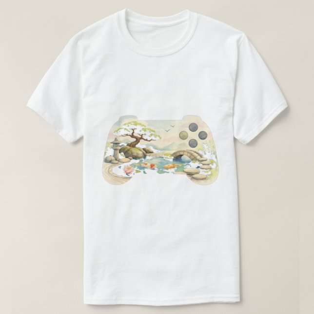 Zen-spelkontroll | Fredlig japansk trädgård D T Shirt (Design framsida)
