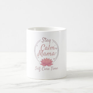 Zen Stay Calm Mama Gold Lotus Art Kaffemugg