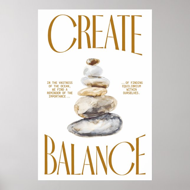 Zen Sten Konsttryck Inspirerande Meditation Poster (Framsidan)