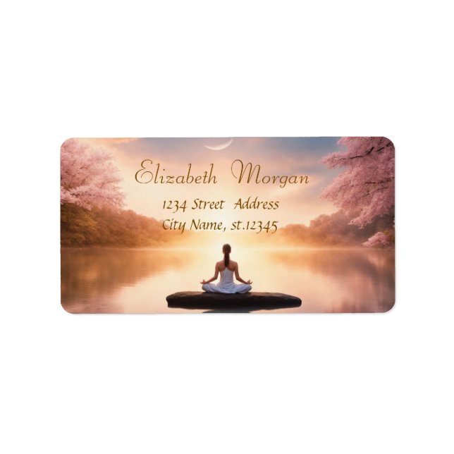 Zen sten meditation tjej adressetikett (Framsidan)