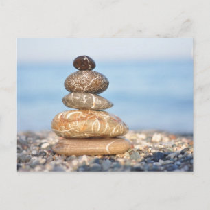 zen stenar hav ocean sommar harmoni lugn stapel vykort
