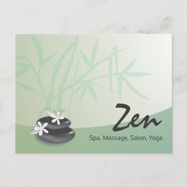 ZEN Stone Bamboo YOGA SPA massage Therapy Salon Vykort (Framsida)