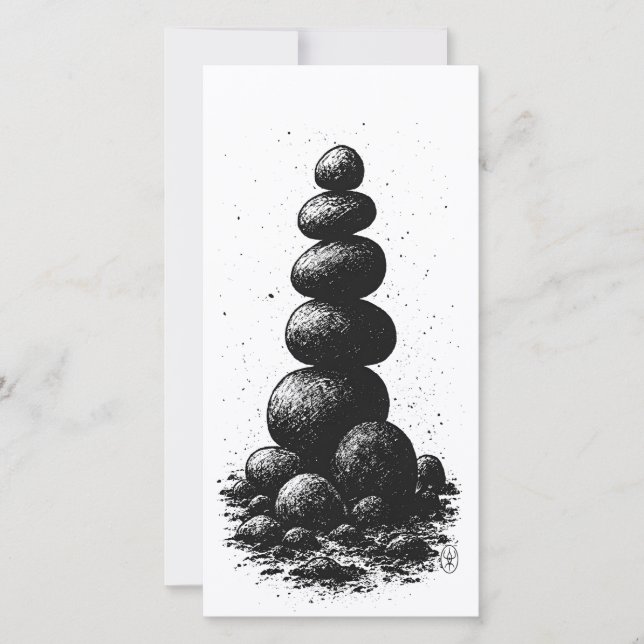 Zen Stone Cairn – Minimalist Ritual Invitation (Framsida)