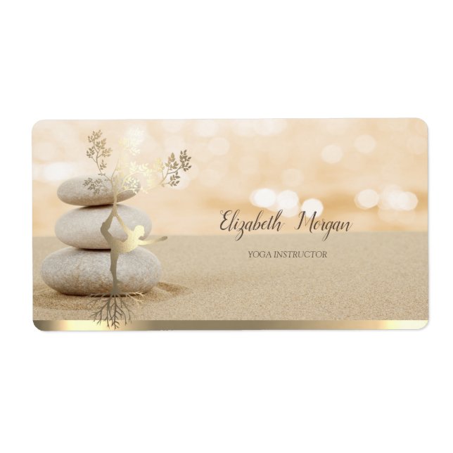 Zen Stone Sand Guld Träd Women Silhouette Fraktsedel (Framsidan)