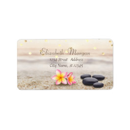 Zen Stones, Flowers, Faux Gold Foil Confetti Adressetikett