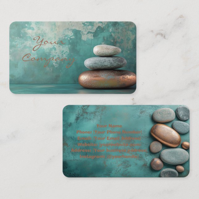 Zen Stones Spa Wellness Tranquility and Balance Visitkort (Fram/baksida)