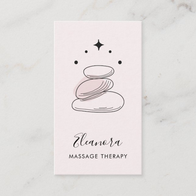 Zen Stones Symbol Logotyp  Rosa Massage Therapy Visitkort (Framsida)