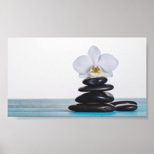 Zen Stones White Orchid Poster (Framsidan)