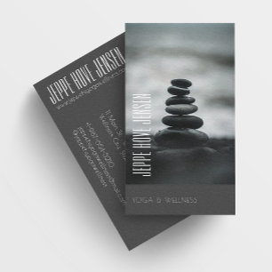 Zen Stones Yoga & Hälsa Black and White Busine Visitkort