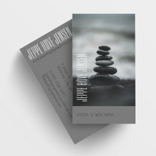 Zen Stones Yoga & Hälsa Grått och White Visitkort