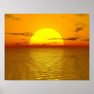 Zen Sunset Orange Gult Ocean Kärlek Peace Harmony Poster