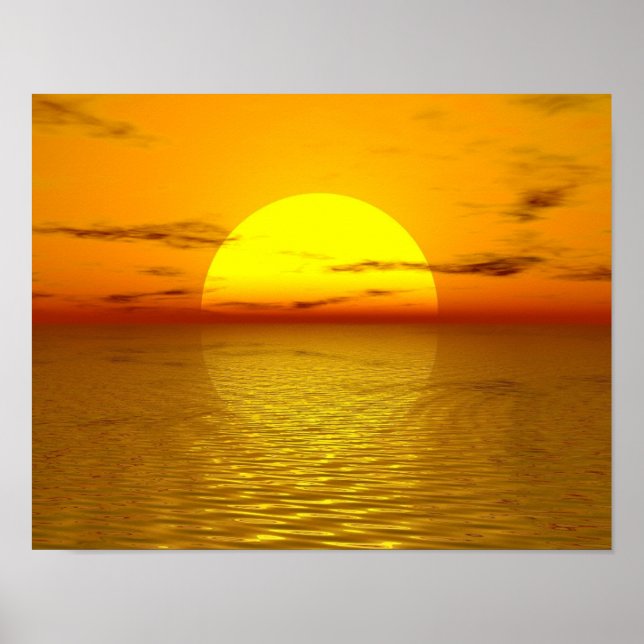 Zen Sunset Orange Gult Ocean Kärlek Peace Harmony Poster (Framsidan)