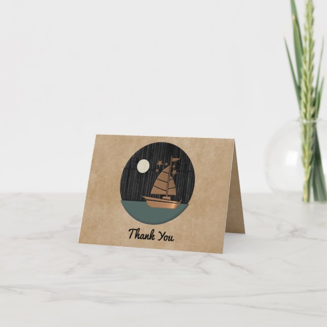 Zen Tack-kort med segelbåt Tack Kort (Framsida)