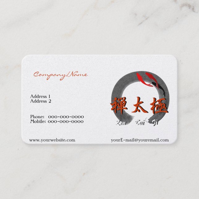 Zen Tai Ji med Kois Affärskort Visitkort (Framsida)