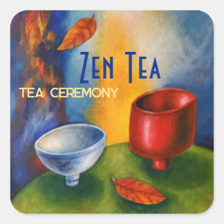 Zen Tea/Autumn Tea/Tea Ceremony/ Fyrkantigt Klistermärke