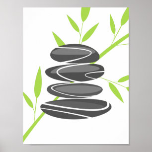 Zen trädgård småsten stapling och bambuposter poster