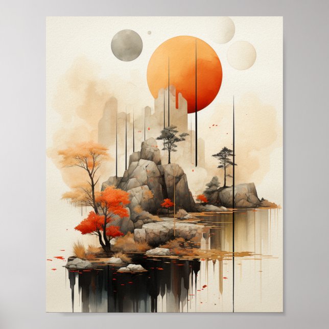 Zen Tranquilitet: Bergsserverhet Poster (Framsidan)