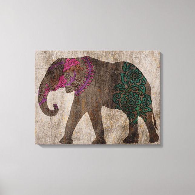 Zen Tribal Asian Elephant Canvastryck (Framsida)