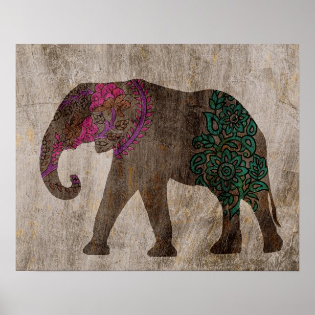 Zen Tribal Asian Elephant Poster (Framsidan)