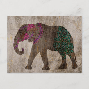 Zen Tribal Asian Elephant Vykort